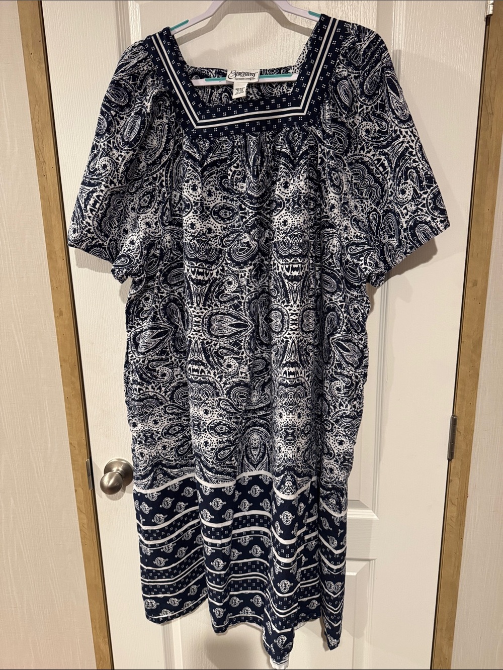 Expressions Navy and White Midi Dress